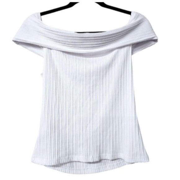 Madewell White Off-The-Shoulder Ribbed Tank Top XXS - Picture 2 of 4